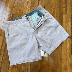 Faherty Linen Blend Pink 7" Summer Shorts w/ Drawstring - Men's 34